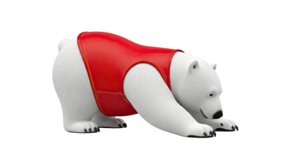 Polar bear cub in red vest