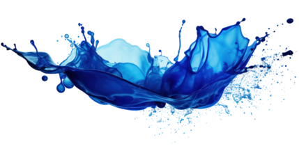 Blue liquid splash on transparent background