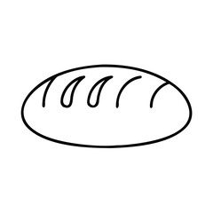 Simple black and white line art icon representing a loaf of freshly baked bread with scoring marks
