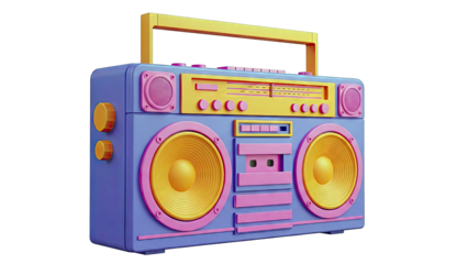 Retro Boombox with Purple, Pink, and Orange Colors