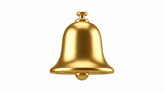 Shiny Golden Bell 3D Icon Isolated on White Background