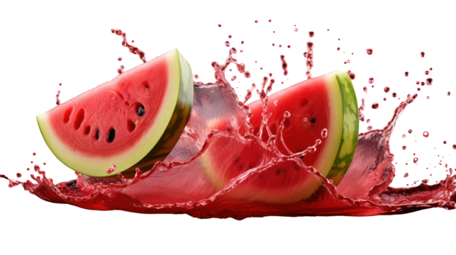 Watermelon slice splash on transparent background - Powered by Adobe