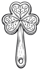 Ornate shamrock three leaf clover illustration with decorative swirl patterns