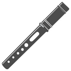 Minimalist grey recorder flute musical instrument icon illustration