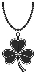 Shamrock Clover Necklace Pendant Lucky Charm St Patricks Day Illustration