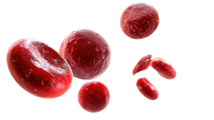 Red blood cells medical illustration on transparent background