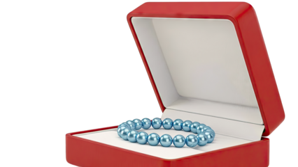 Blue Pearl Bracelet in Red Jewelry Box