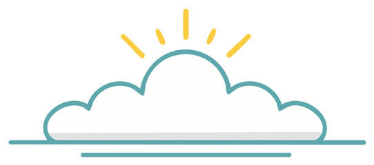 Stylized sun appearing over a cloud minimalist bright weather icon or happy day