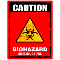 Caution,  Biohazard infectious virus, sign vector