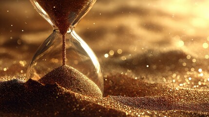 Marketing Concept for Resource or Time Loss, Cracked Hourglass Leaking Sand Creates Urgency and Crisis for Campaigns and Ads