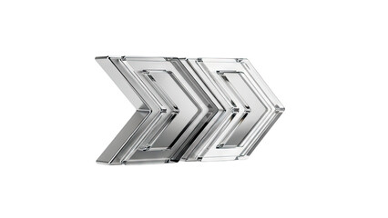 Two metallic chevron arrows pointing right