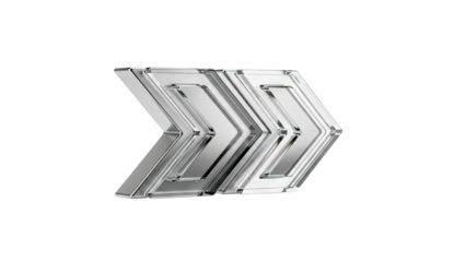 Two metallic chevron arrows pointing right