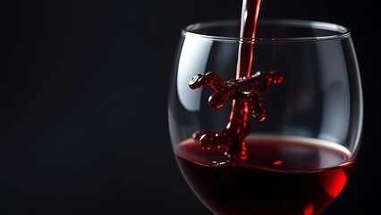 ventriloquist. Elegant goblet glass with red wine against dark sophisticated background. bar promotions, beverage menus, designed for product packaging and bar promotions, used by it administrators.