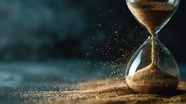 Project Management and Team Collaboration Concept, Cracked Hourglass Visualizes Timeline Risks and Delivery Urgency for Corporate Strategy