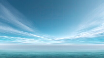 Fototapeta premium Tranquil Seascape with Soft Clouds and Calm Waters in Shades of Blue, Perfect for Relaxation and Peaceful Atmosphere in Scenic Photography