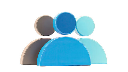 Group of abstract user icons in shades of blue and gray