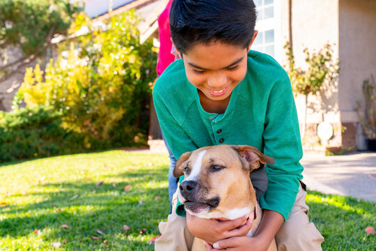 boy playing dog 
