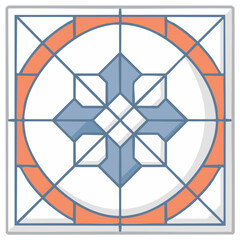 Traditional Mediterranean style tile design with geometric star and circular pattern illustration