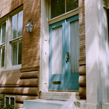Blue double doors