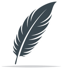 Fototapeta premium Simple illustration of a dark grey quill pen feather on a white background