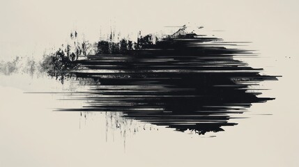 Abstract black ink splash with dynamic motion blur effect on a light background
