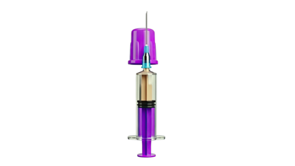 Purple Syringe with Needle and Cap