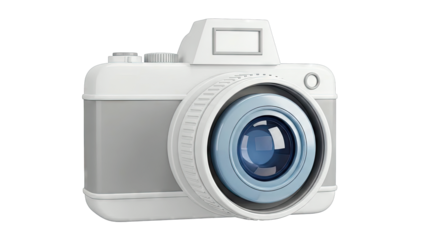 Retro Style Camera Icon with Blue Lens