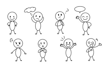 set of Stick Figure Human Icon &ndash; Simple Hand Drawn Pictogram Vector