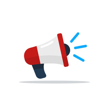  a flat design illustration of a megaphone icon. 