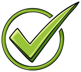 Green check mark icon in circle, success or approval concept, vector illustration