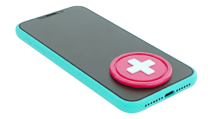 Smartphone with a 'close' icon on screen