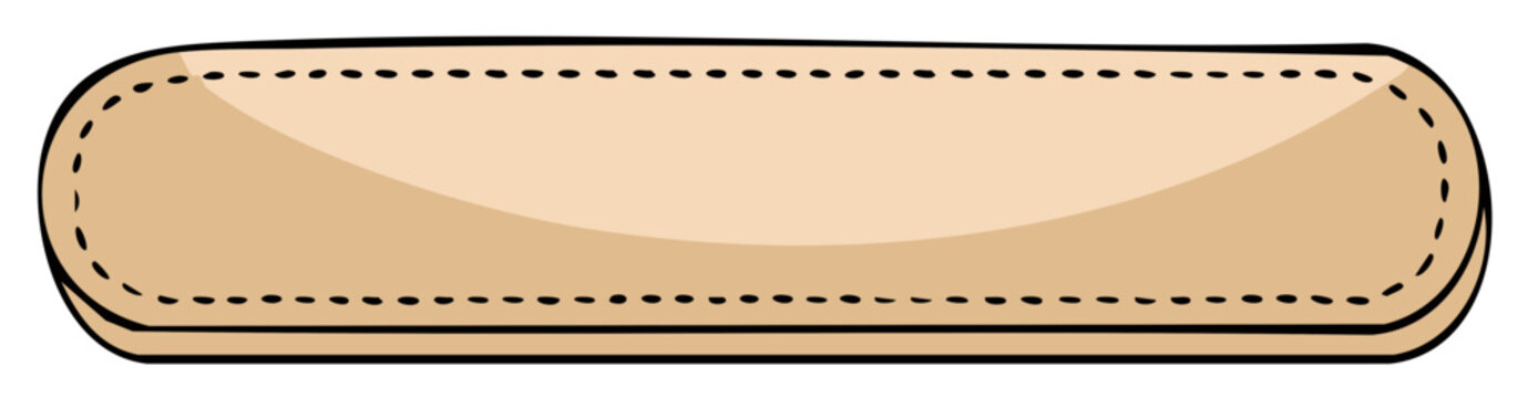 Cartoon style stitched leather patch or blank banner template. Hand drawn vector illustration for text or design.