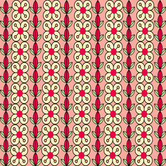 Seamless floral pattern collection featuring abstract botanical flowers and organic flowing shapes. Decorative repeating design with a modern vintage color palette, suitable for textile, fabric