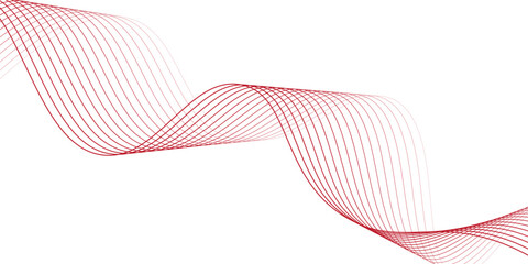 Red stripes on a white background. Creative line art. Red waves with lines. Curved wavy line, smooth stripe.