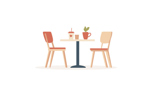 Cafe Table with Chairs and Drinks.