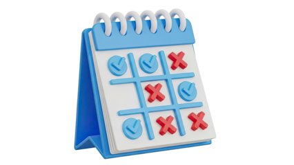 3D Calendar with Tic-Tac-Toe Game Board