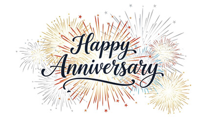 Happy birthday card with Fireworks, Typography, Handwritten vector illustration, brush pen calligraphy, for congratulations