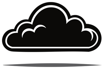 Fototapeta premium Bold black cloud icon with white outline and subtle shadow underneath