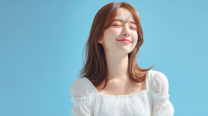 Professional woman relaxing with eyes closed during work break