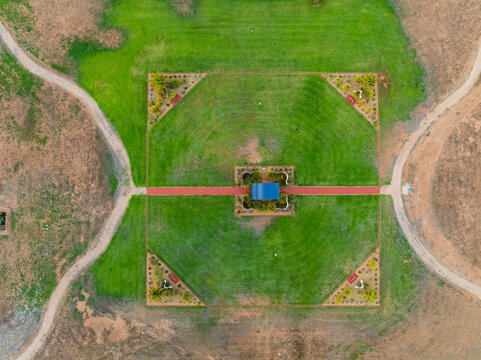 Geometric designs walking tracks in town park