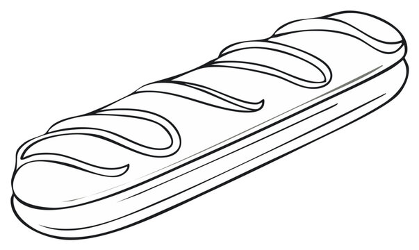 Line art illustration of a French eclair dessert with frosting