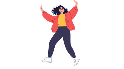 Fototapeta premium Woman Dancing Freely with Arms Raised High.