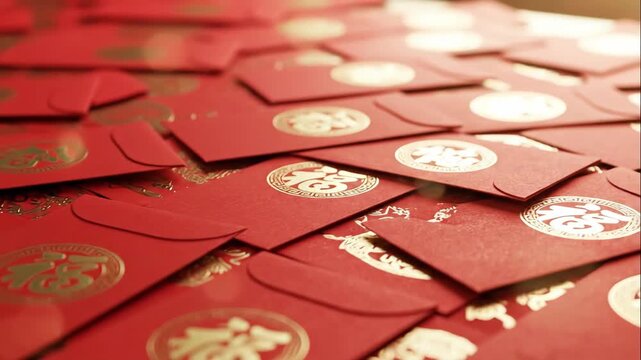 Red red envelope pile blessing material