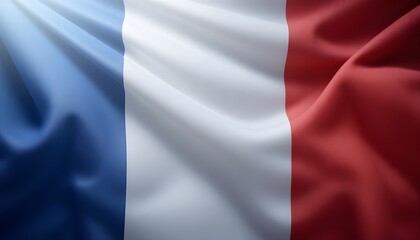 France flag with soft light rays and subtle depth, elegant modern look, clean background, smooth fabric motion, premium commercial stock image, no text