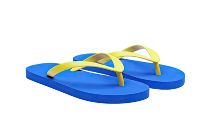 Blue and Yellow Flip-Flops