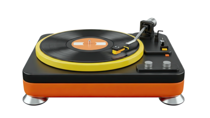 Retro Turntable with Orange and Yellow Accents