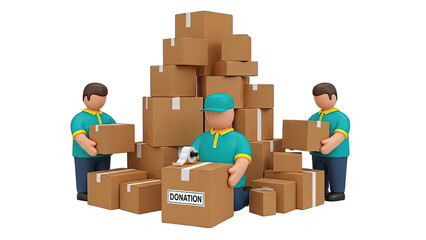 Delivery team with donation boxes