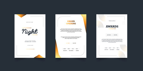 Invitation celebration with golden element decoration for luxury elegant vip royal poster. Luxury wedding invitation card or event set with minimalist gold decoration