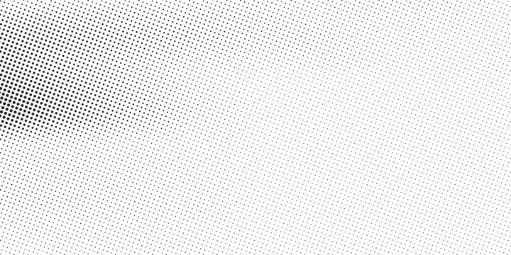 Dotted halftone gradient texture. Vanishing polka dot background. Repeating dots gradation pattern background. Black fading comic pop art overlay backdrop. Raster effect wallpaper. Vector halftone