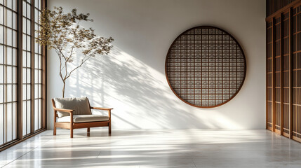 New Chinese Style Living Room/Reception Room Interior Space Light and Shadow Landscape
